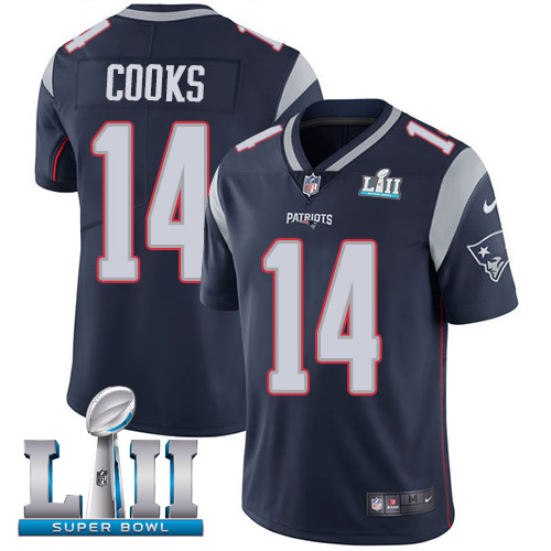 Nike Patriots #14 Brandin Cooks Navy Blue Team Color Super Bowl LII Men's Stitched NFL Vapor Untouchable Limited Jersey